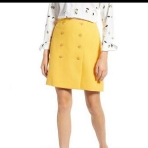Nordstrom 1901 Yellow Rod Double Button Front Mini Skirt. Sz 2
